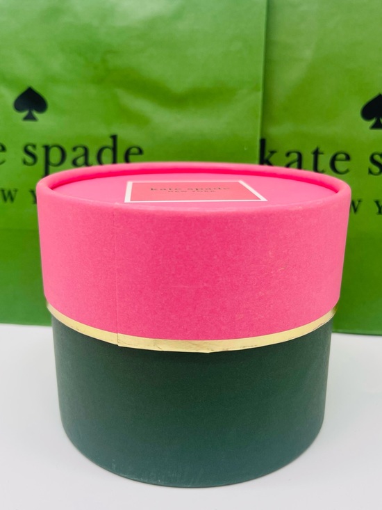 kate spade Other - kate spade Hot Pink & Dark Green Round Gift Box with Gold Trim New